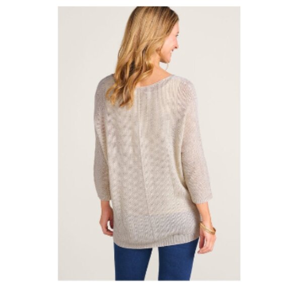 NWT Soft Surroundings Nerys Sparkle Sweater Women's PXL Golden Neutral - Picture 3 of 13